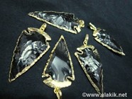 Picture of Black Obsidian Electro plated arrowhead pendant