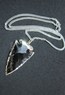 Picture of Black obsidian electro plated silver arrowhead pendant with chain, Picture 1