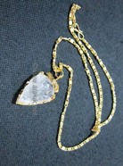 Picture of Crystal Quartz Gold Bezel Arrowheads pendant with chain