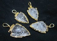 Picture of Crystal Quartz electro gold plated arrowhead pendant