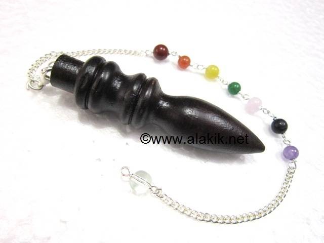 Picture of Rose Wood Egyptian Pendulum with chakra chain