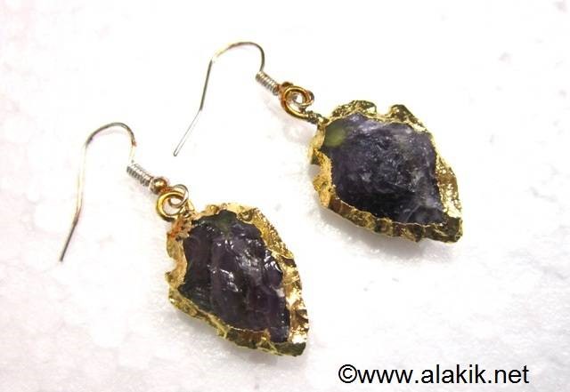 Picture of Amethyst Eletroplated Arrowhead Earrings