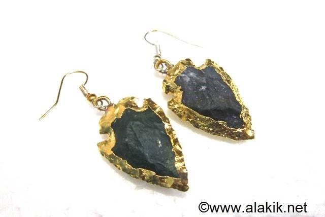 Picture of Bloodstone Eletroplated Arrowhead Earrings