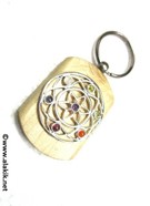 Picture of Chakra Flower of Life Wooden Keyring