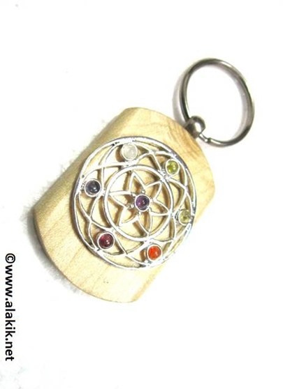 Picture of Chakra Flower of Life Wooden Keyring