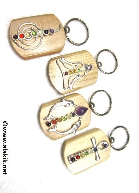 Picture of Mix Chakra Pendant Wooden Keyring