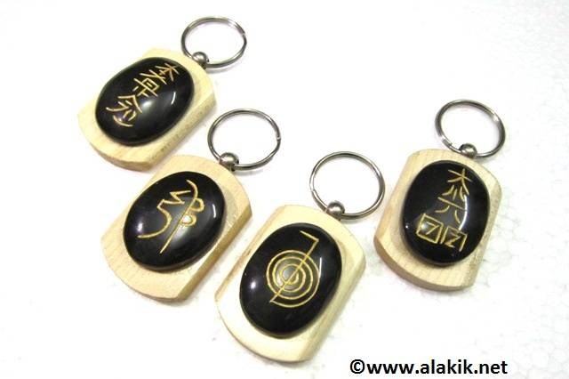 Picture of Black Agate Usai Reiki Engrave Keyring Set