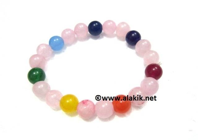 Picture of Rose quartz Chakra beaded Elastic Bracelet