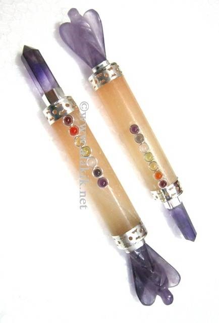 Picture of Orange Selenite Baby Chakra Amethyst Angel wand