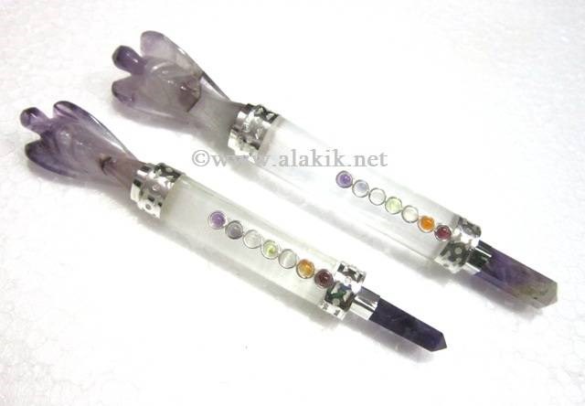 Picture of White Selenite baby Chakra Amethyst Angel Wands