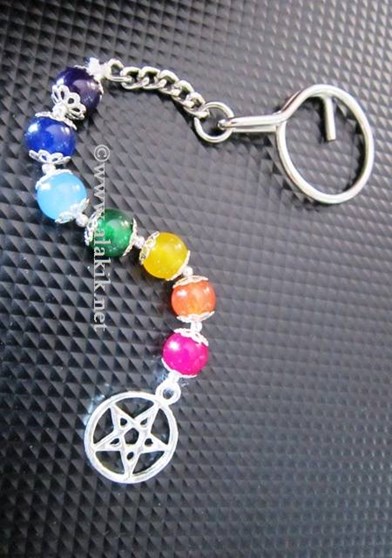 Picture of 7 chakra Keyring with Pentacle