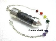 Picture of Blue Jade Chips Chamber Pendulum with chakra chain