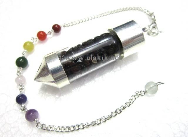 Picture of Garnet Chips Chamber Pendulum with chakra Chain