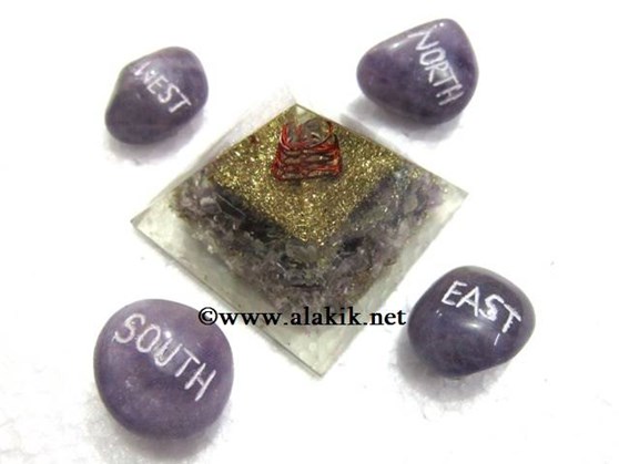 Picture of Amethyst Orgone Pyramid with Reiki Direction Stones
