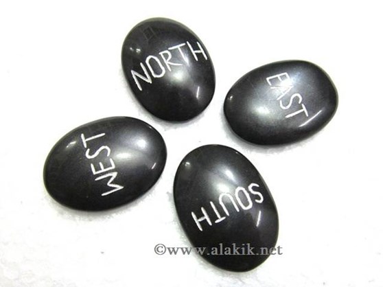 Picture of Black Agate Reiki Direction Oval Silver colour Set