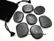Picture of Black Obsidian Chakra Emboss set with pouch