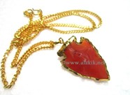 Picture of Red Cornelian Electroplated Arrowheads With Chain