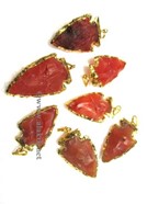 Picture of Red Cornelian Gold Eletroplated Arrowhead Pendant
