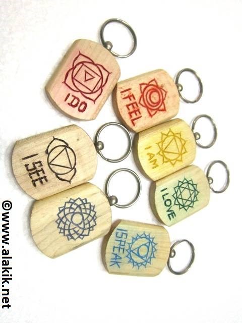 Picture of Engrave Chakra Emotion Wooden Keyring Set