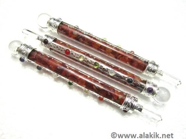 Picture of Red Carnelian Chips  Glass Chakra stick