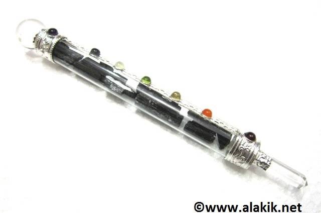 Picture of Black Tourmaline Raw Chakra Glass Healing Stick