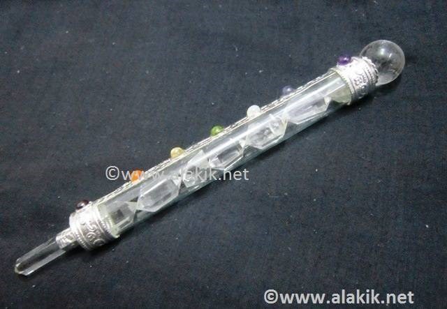 Picture of Crystal Quartz Herkimer Chakra Glass Healing Stick