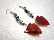 Picture of Red Cornelian Arrowheads earring with chakra chips