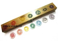 Picture of Crystal Quartz Colouful Chakra Disc Set with Engrave chakra box