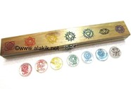 Picture of Crystal Quartz Colouful Chakra Emotion Disc Set with Engrave chakra box