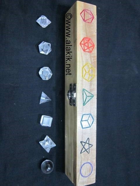 Picture of Crystal Quartz 7pcs Geometry set with Geometry Engrave Colourful Box
