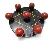 Picture of Pentagram Grid Disc with Red Jasper Balls