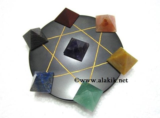 Picture of Pentagram Grid Disc with Chakra Pyramid Set