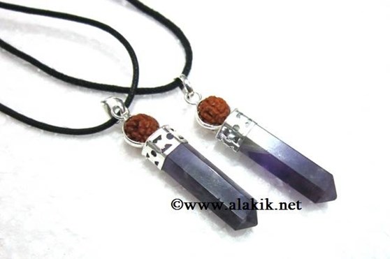 Picture of Amethyst Rudraksha 2pc Cap Pencil with cord