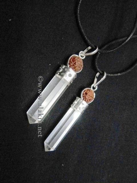 Picture of Crystal Quartz Rudraksha 2pc Cap Pencil with cord