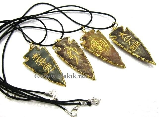 Picture of Agate Electroplated USAI Arrowhead Pendant Set