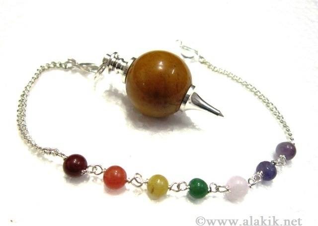 Picture of Yellow Jade Ball Pendulum with Chakra chain