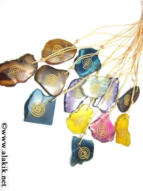 Picture of Agate Slices Choko Reiki Colourful pendants with cords