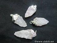 Picture of Silver Electroplated Crystal Quartz Raw Pendants
