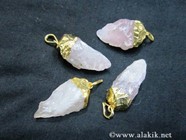 Picture of Golden Electroplated Rose Quartz Raw Pendants