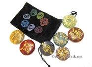 Picture of Pointed Engrave Chakra Disc with Colourful Printed Pouch