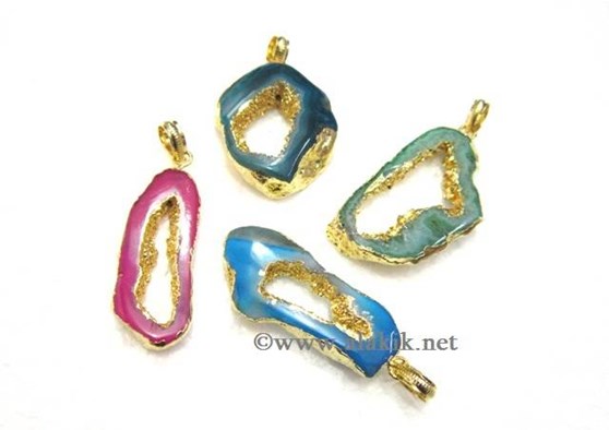 Picture of Agate Slice Double Electroplated Pendants