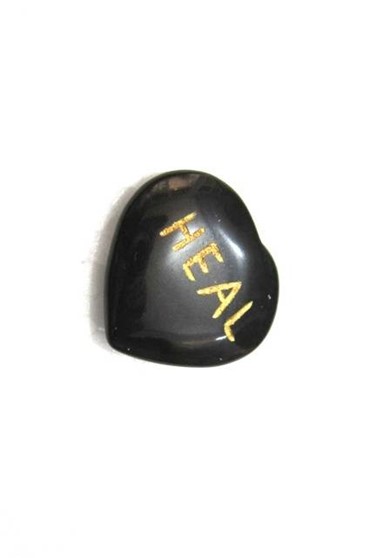 Picture of Black Agate Heart HEAL Pocket Stone