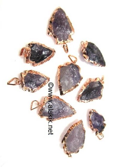 Picture of Amethyst Bronze Electroplated Arrowhead Pendant