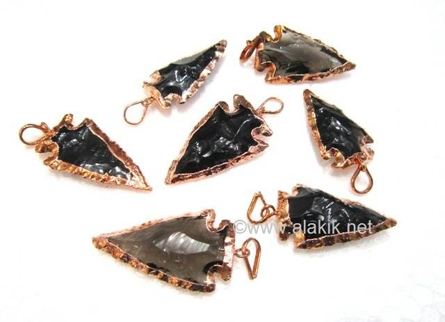 Picture of Black Obsidian Bronze Electroplated Arrowhead Pendant