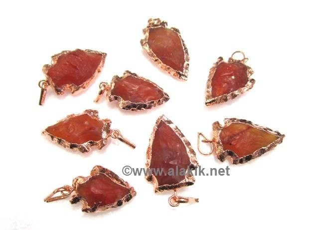 Picture of Red Cornelian Bronze Electroplated Arrowhead Pendant