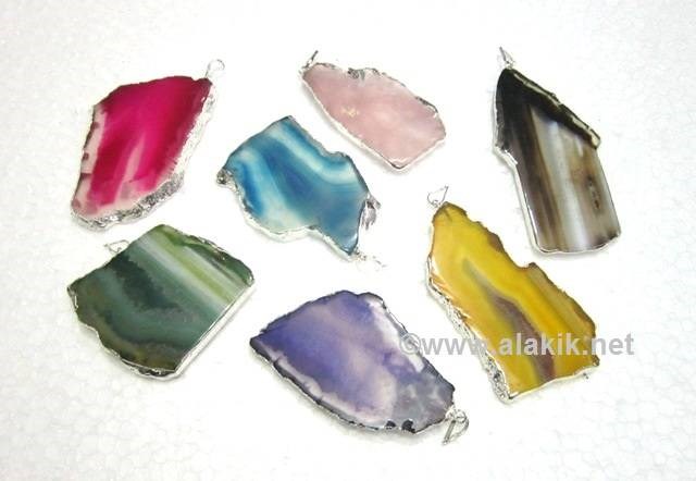 Picture of Silver Electroplated Agat Slice Pendants