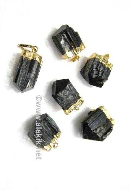 Picture of Golden Electroplated Black Tourmaline Pendants