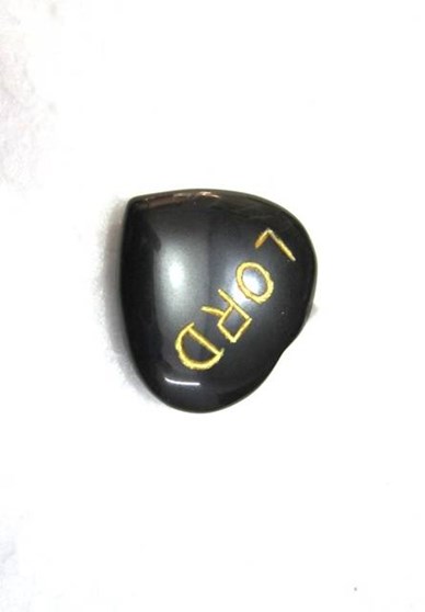 Picture of Black Agate LORD Heart Pocket Stone