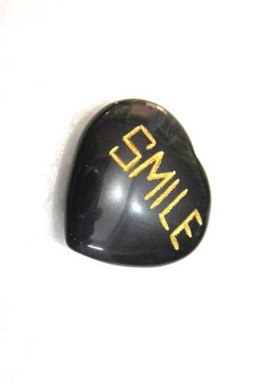 Picture of Black Agate SMILE Pocket Heart Stone