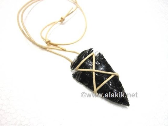 Picture of Black obsidian Tribal Arrowhead Necklace